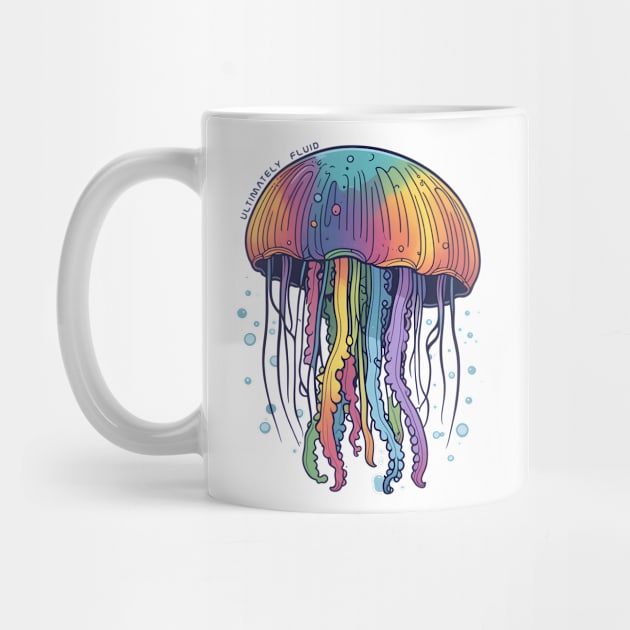 Playful Fun and Perfectly Fluid Rainbow Jellyfish by MarikoArt